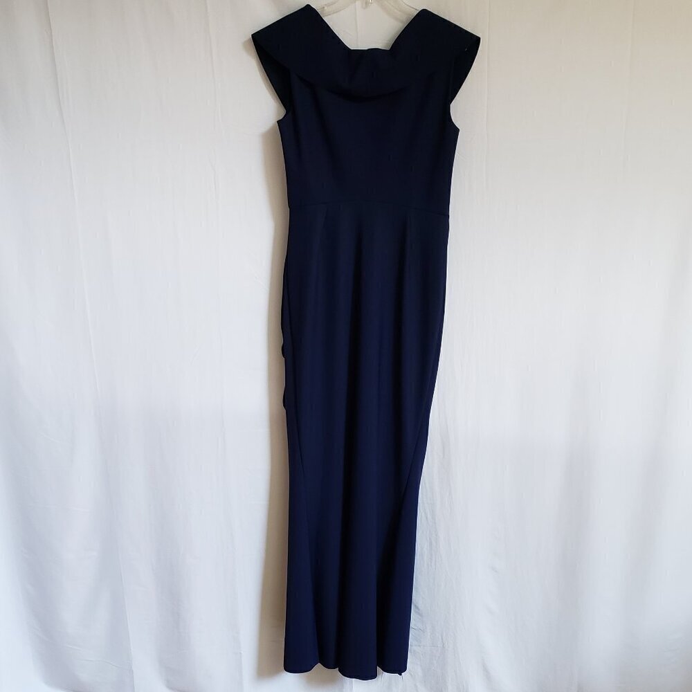 Chiara Boni La Petite Robe - Off the Shoulder Navy Blue Maxi Dress. Size 50 - Picture 2 of 7